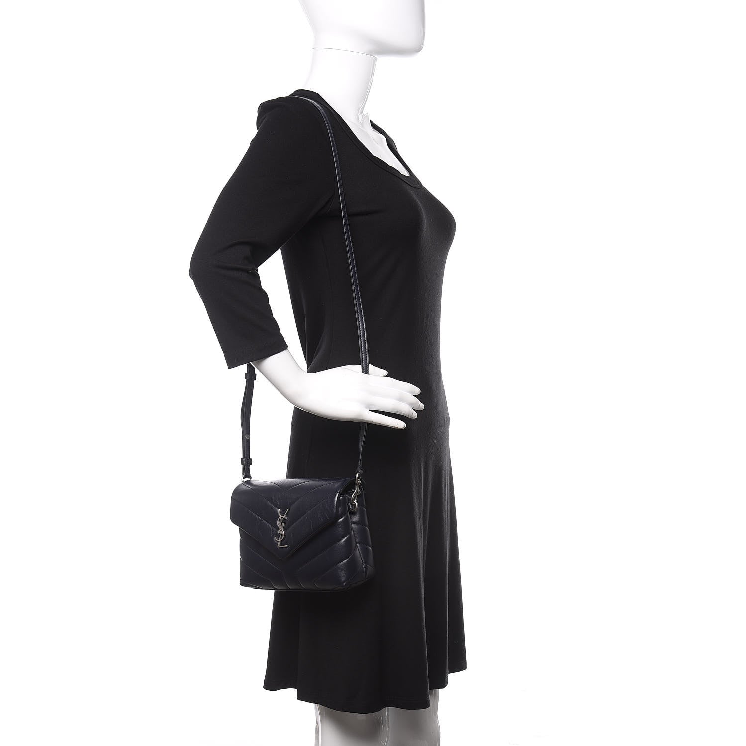 Saint Laurent Calfskin Y Quilted Monogram Toy Loulou Crossbody Bag Medium Blue 2 of 10