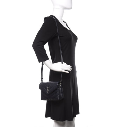 Saint Laurent Calfskin Y Quilted Monogram Toy Loulou Crossbody Bag Medium Blue 2 of 10