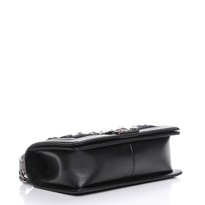 Chanel Lambskin Tweed Logo Embroidered Medium Boy Flap White Red Black 4 of 8