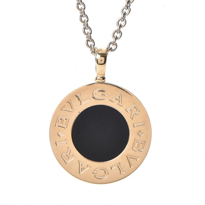 Bulgari Stainless Steel 18K Yellow Gold Black Onyx Pendant Necklace 4 of 9