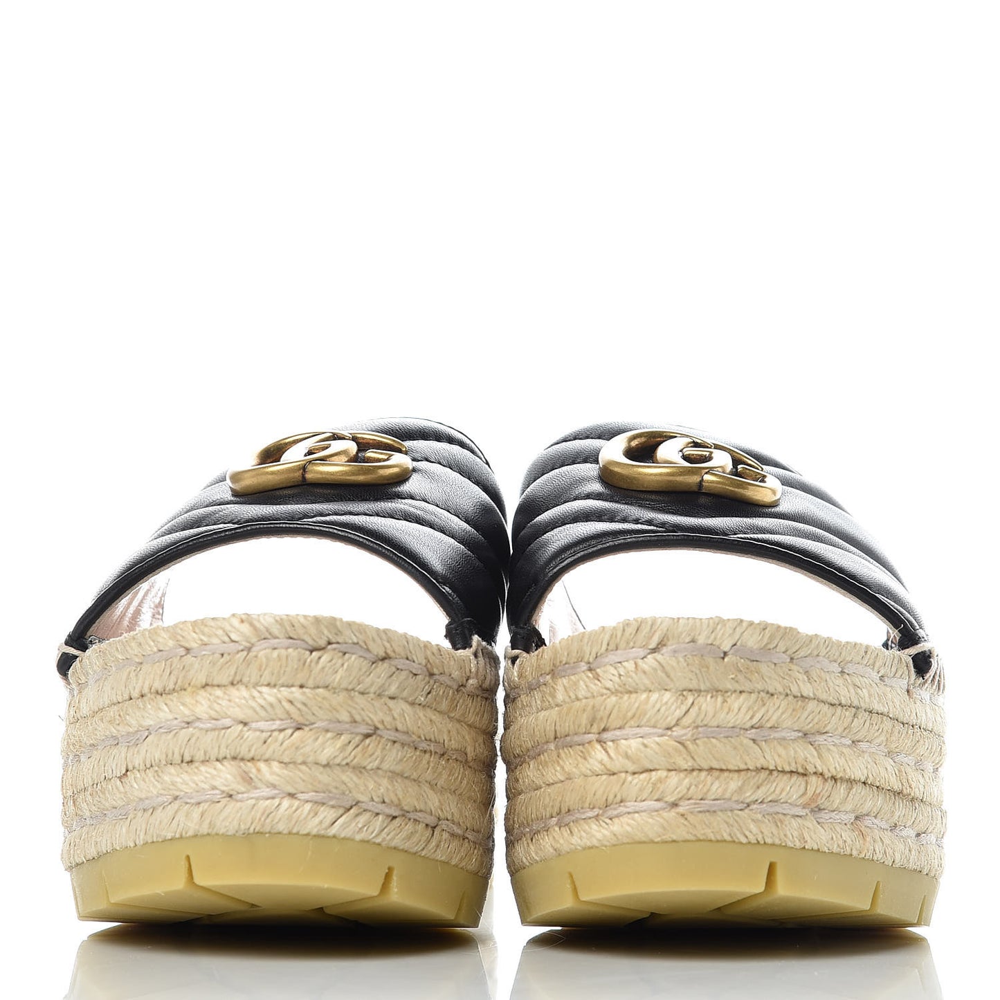 Nappa Matelasse GG Marmont Platform Espadrille Slide Sandals 37 Black