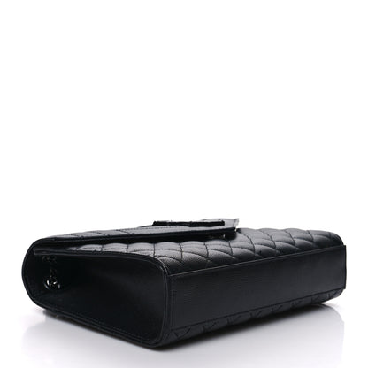 Saint Laurent Grain De Poudre Textured Mixed Matelasse Triquilt Medium Monogram Monochrome Satchel Black 4 of 8