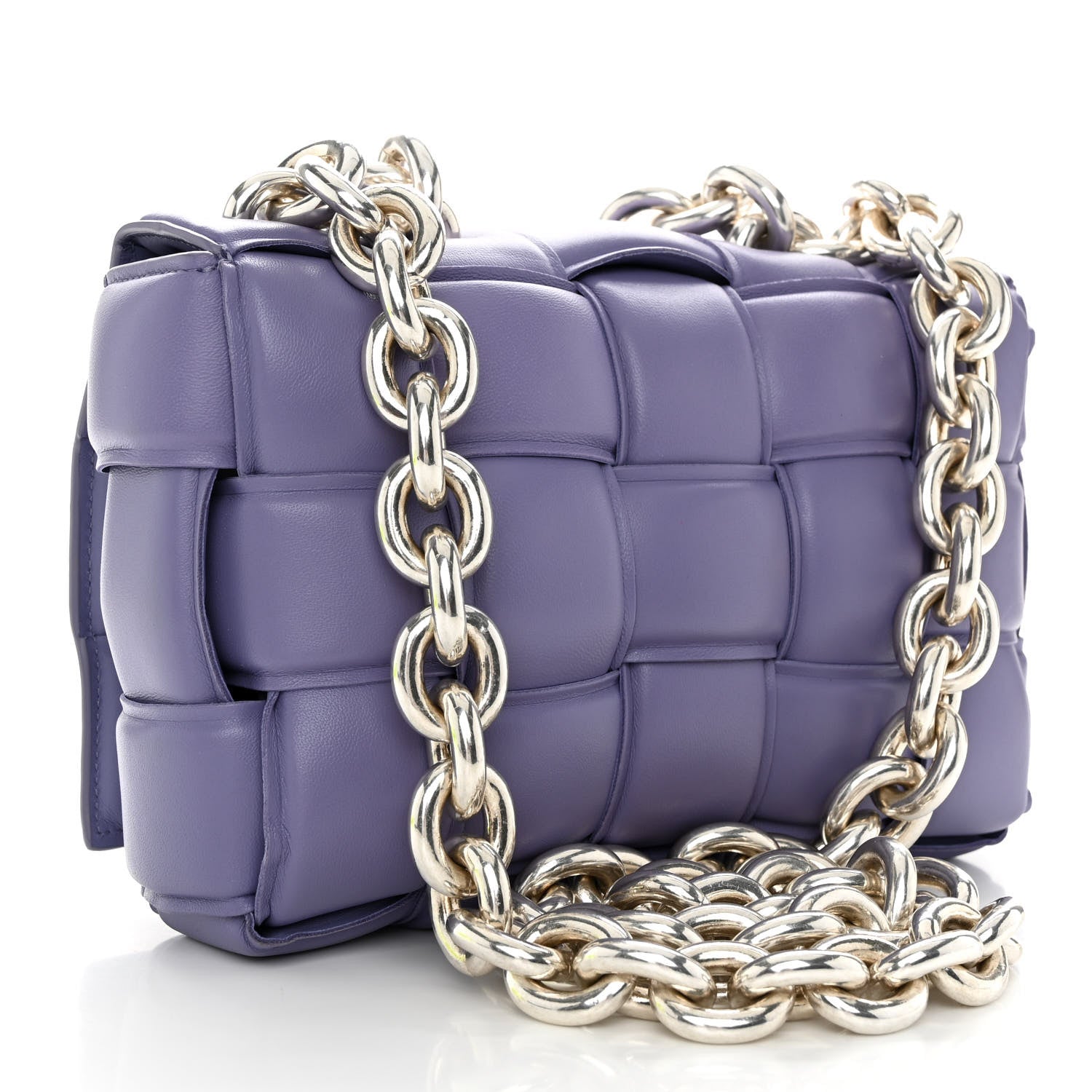 Bottega Veneta Lambskin Maxi Intreccio Padded Chain Cassette Crossbody Bag Lavender 3 of 10