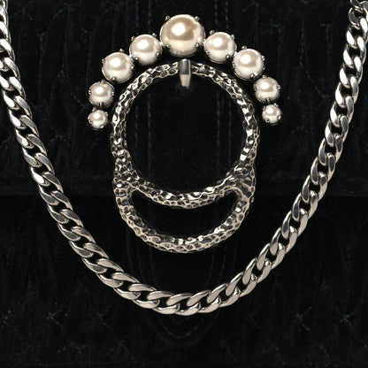 Miu Miu Velvet Matelasse Pearl Embellished Chain Clutch Black 6 of 8