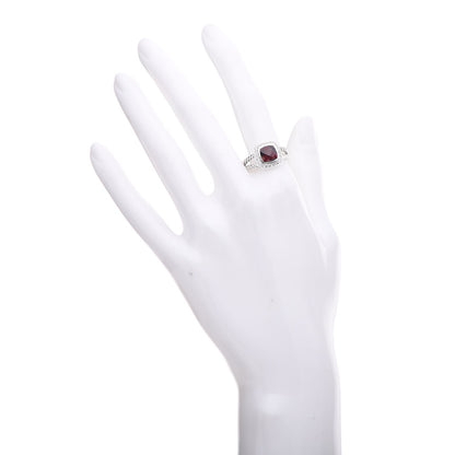 David Yurman Sterling Silver Diamond Garnet 7mm Petite Albion Ring 56 7.5 2 of 5