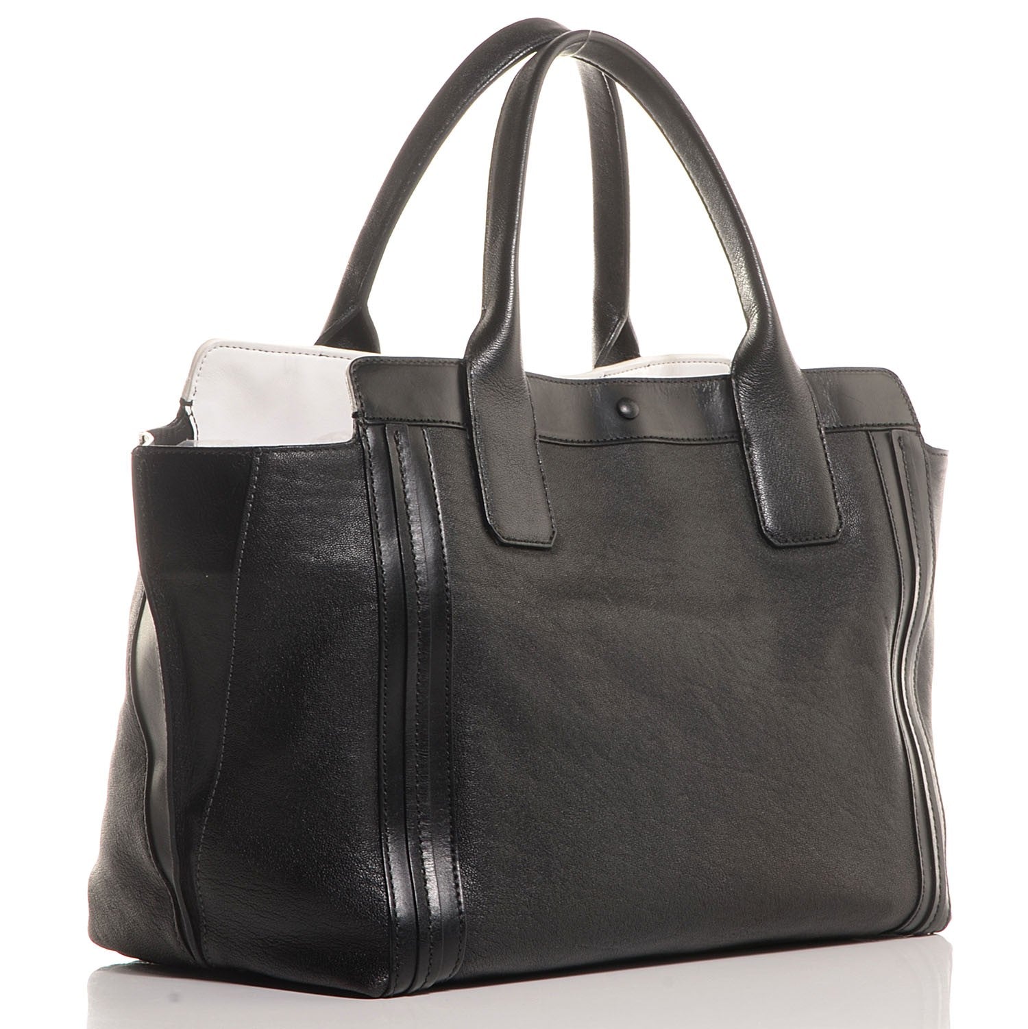 Chloe Calfskin Small Alison East West Tote Black White 3 of 6