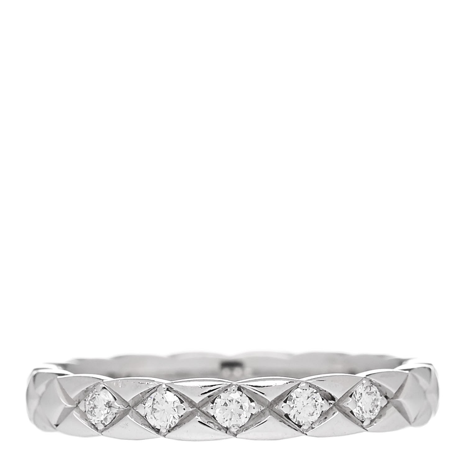 Chanel Platinum Diamond Mini Coco Crush Ring 49 4.75 1 of 4