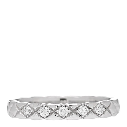 Chanel Platinum Diamond Mini Coco Crush Ring 49 4.75 1 of 4