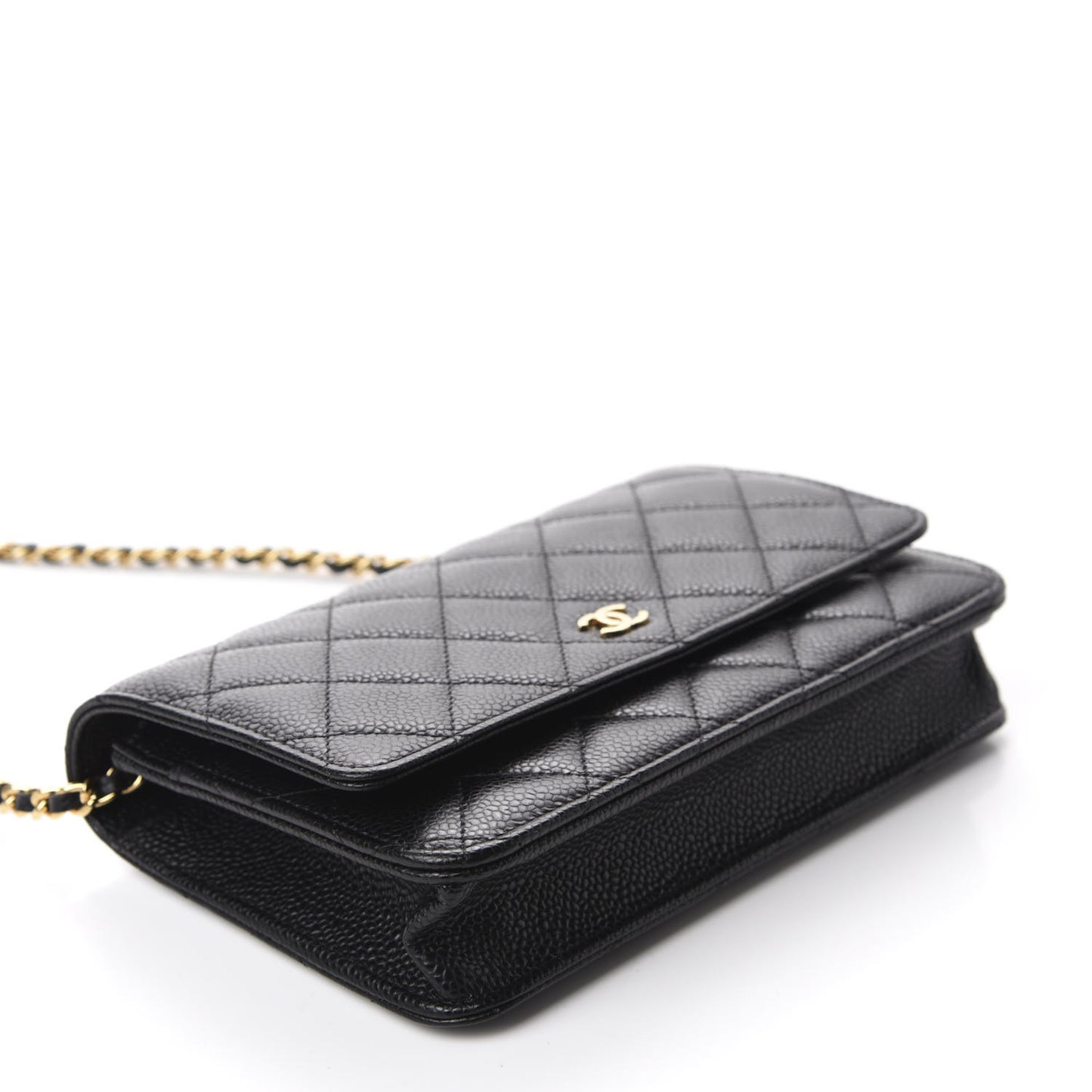 Caviar Quilted Wallet On Chain WOC Black