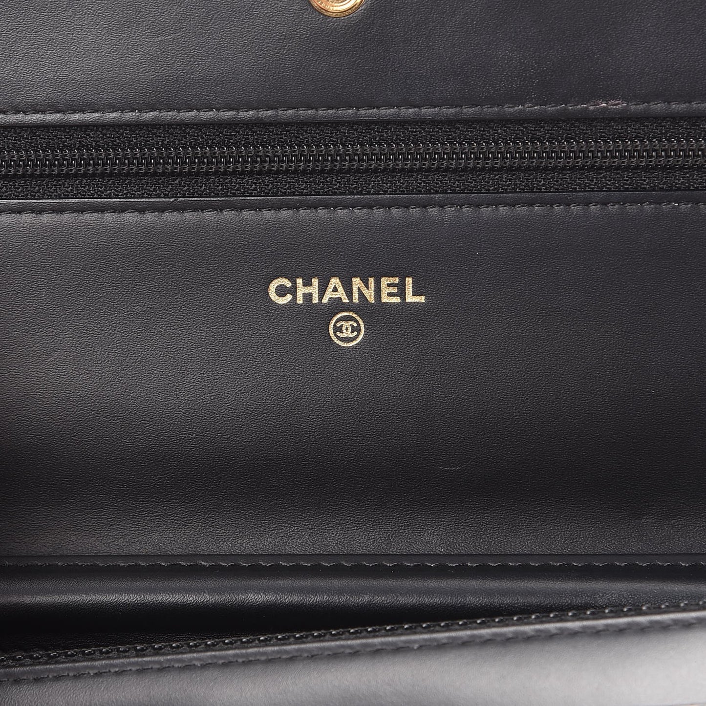 Patent Calfskin Quilted Boy Wallet On Chain WOC Black