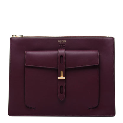 Tom Ford Calfskin Hollywood T Twist Pouch Bordeaux 1 of 13