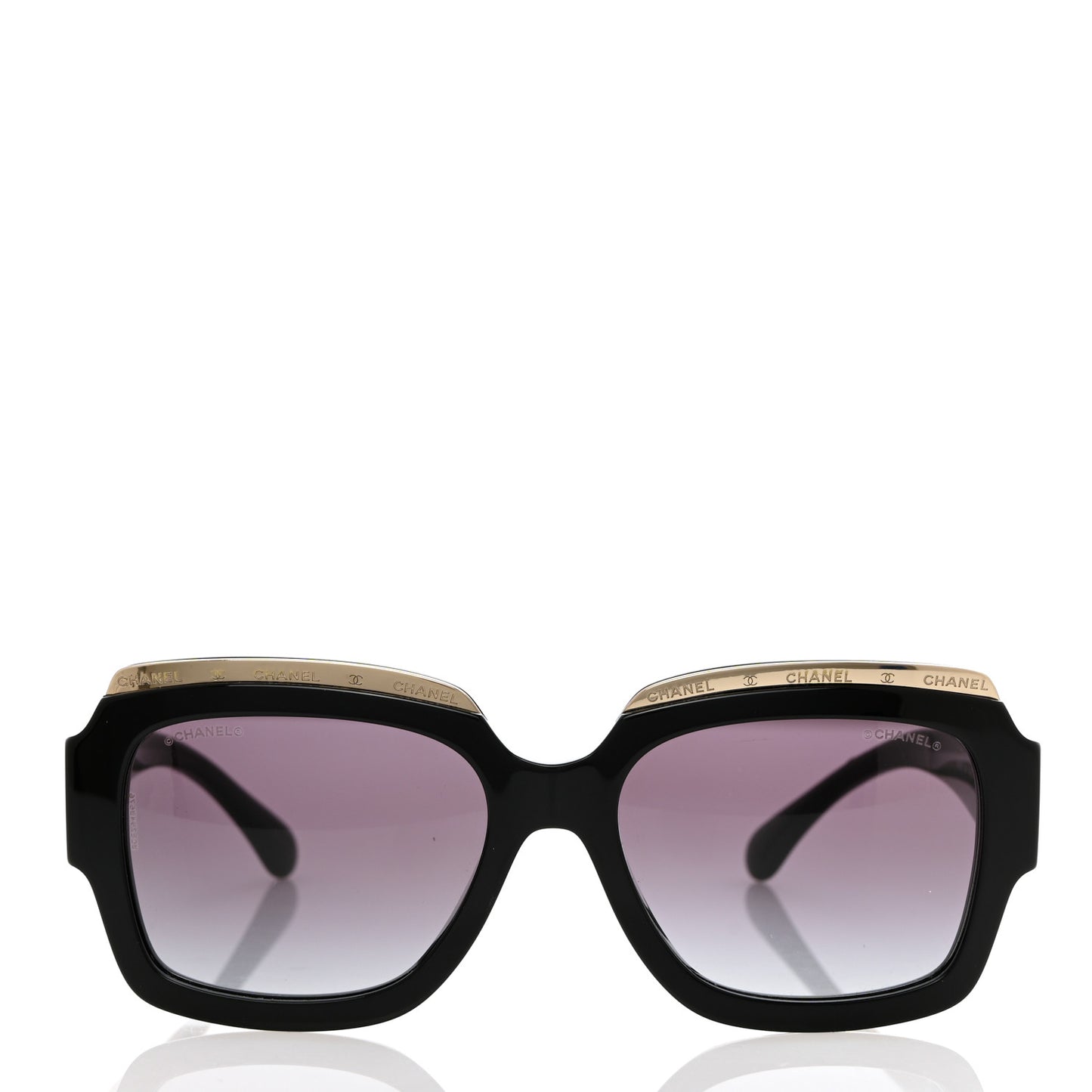 Acetate Rectangle Logo Sunglasses 71506A Black Gold