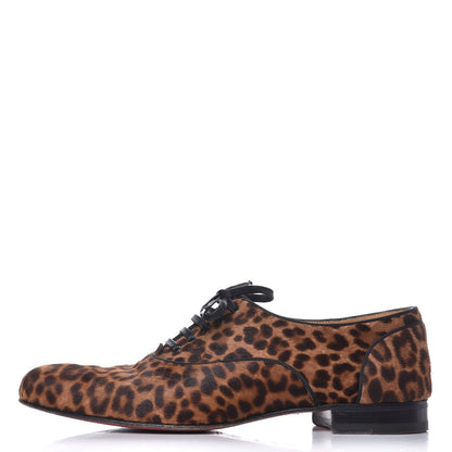 Christian Louboutin Mens Calf Hair Leopard Print Fred Oxfords 43.5 Brown 1 of 15