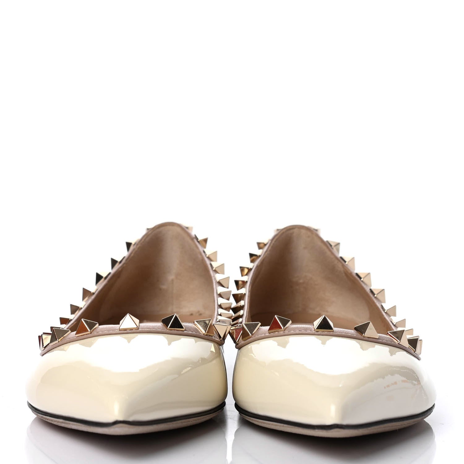 Valentino Garavani Patent Rockstud Ballerina Flats 38 Ivory Poudre 2 of 4