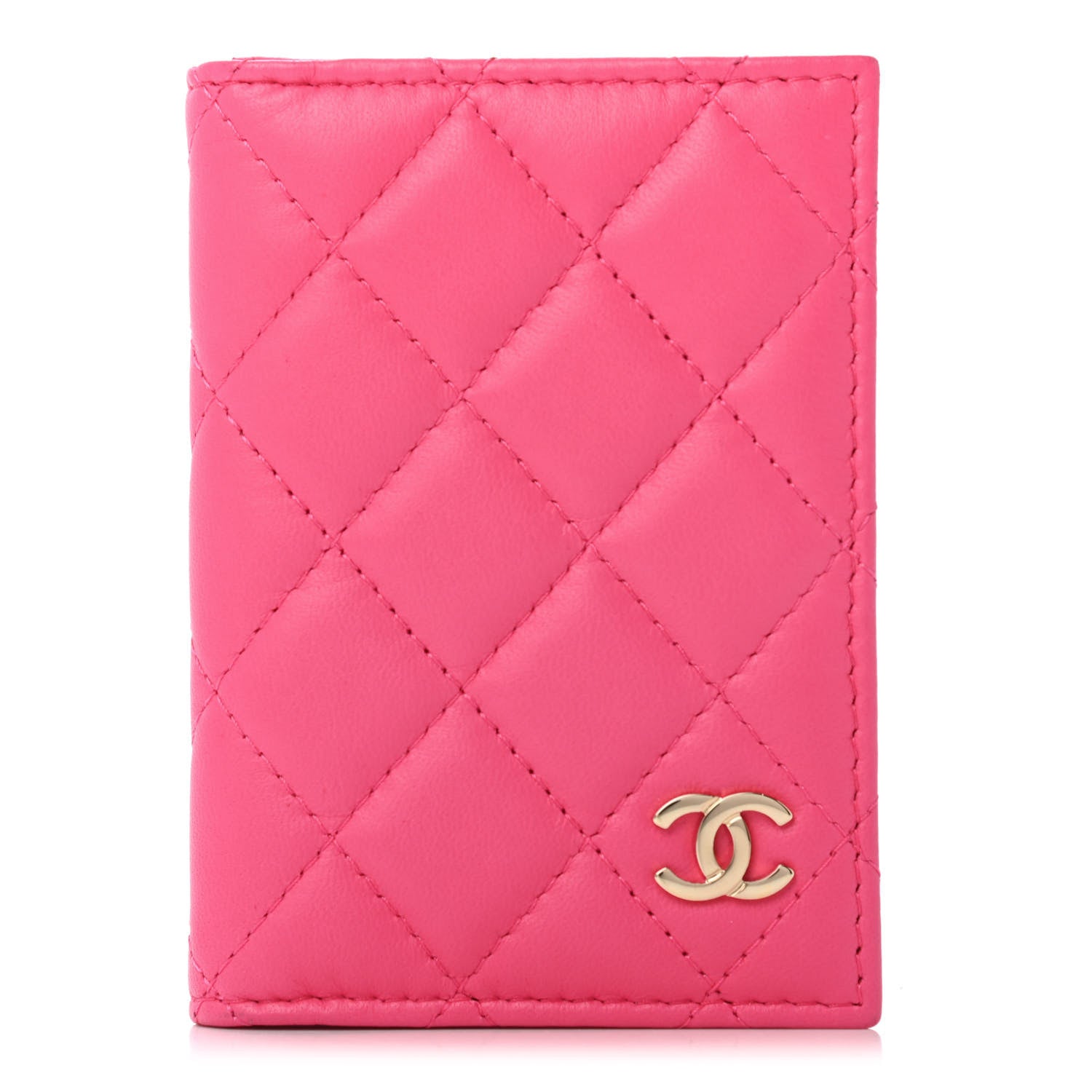 Chanel Lambskin Quilted Card Holder Wallet Fuchsia 1 of 4
