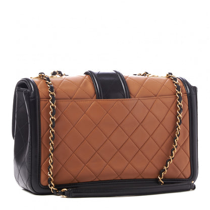 Chanel Lambskin Quilted Large Elegant CC Flap Beige Black 2 of 9