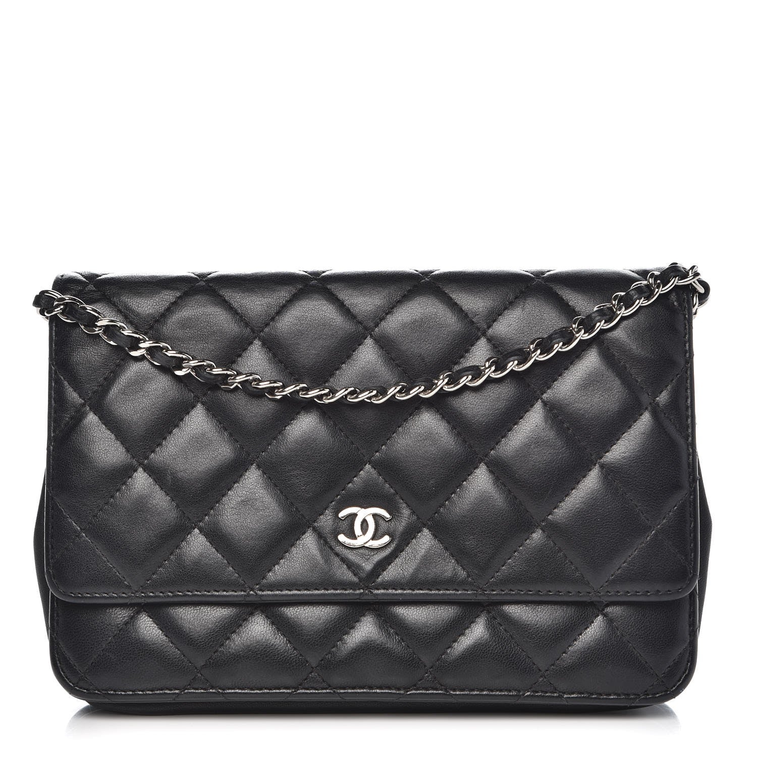 Chanel Lambskin Quilted Wallet On Chain WOC Black 1 of 8