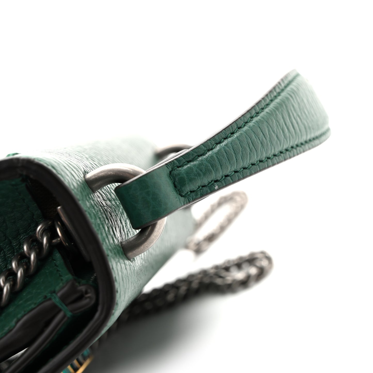 Dollar Calfskin Crystal Mini Dionysus Top Handle Bag Emerald