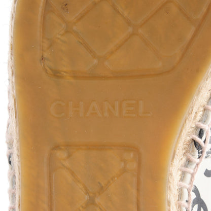 Chanel Lambskin Printed CC Espadrilles 38 White Black 8 of 10