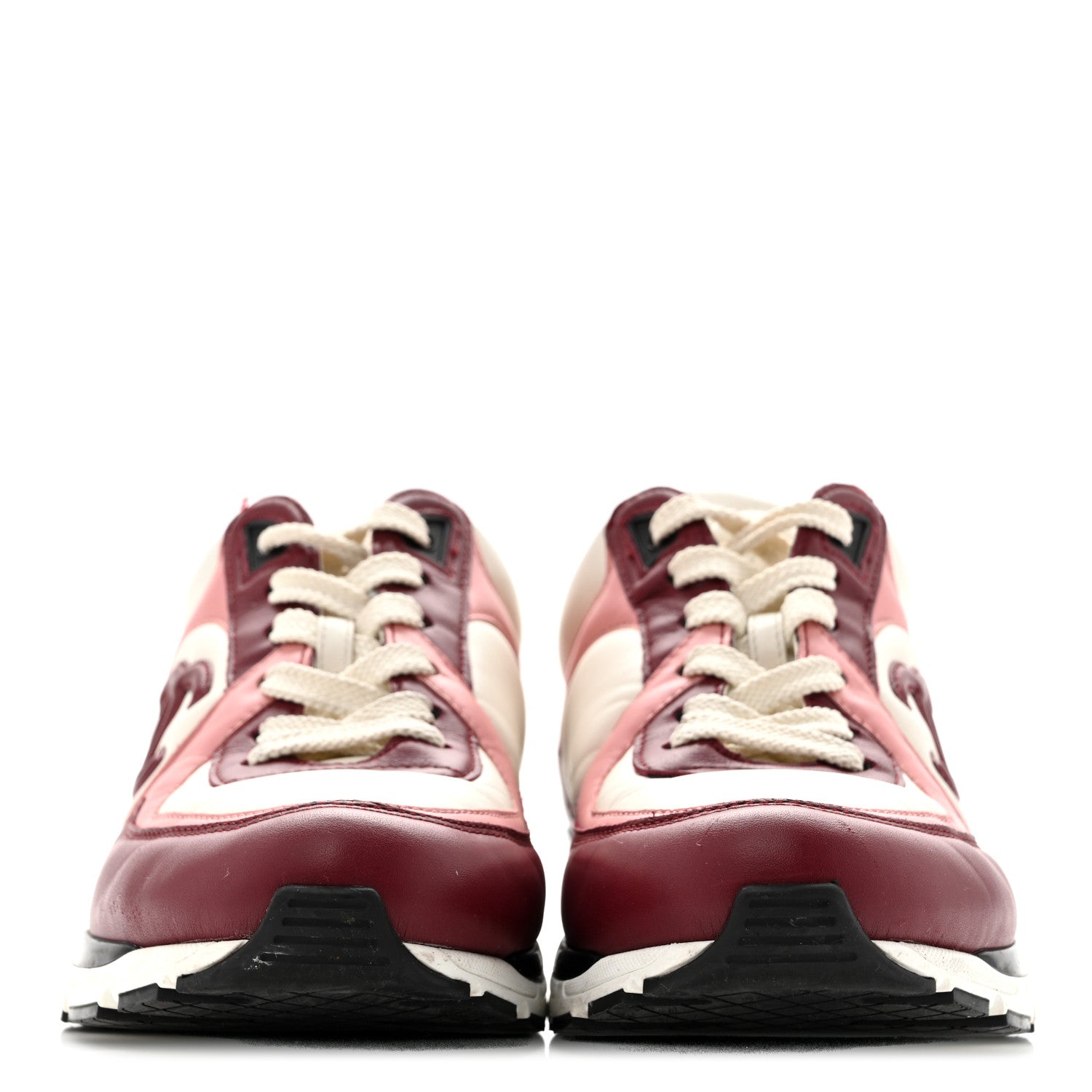 Chanel Calfskin CC Sneakers 40 Light Burgundy White Pink 3 of 14