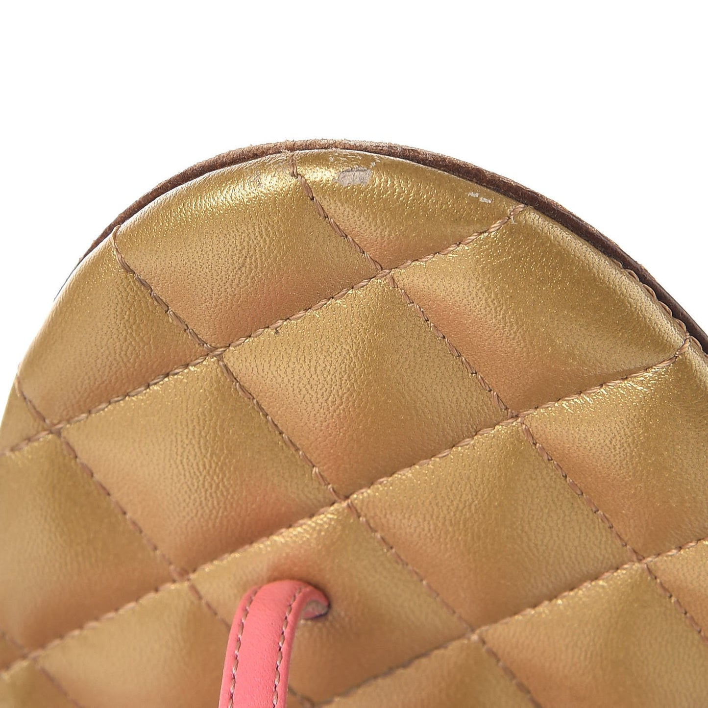 Lambskin Quilted CC Thong Sandals 40 Pink