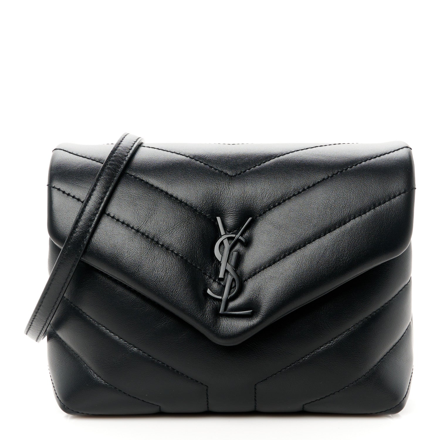 Saint Laurent Calfskin Y Quilted Monogram Monochrome Toy Loulou Crossbody Bag Black 1 of 11