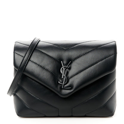 Saint Laurent Calfskin Y Quilted Monogram Monochrome Toy Loulou Crossbody Bag Black 1 of 11