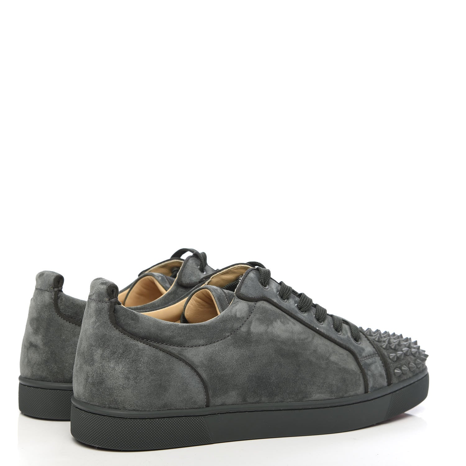 Christian Louboutin Veau Velours Mens Louis Junior Spikes Flat Sneakers 44 Grey 4 of 8