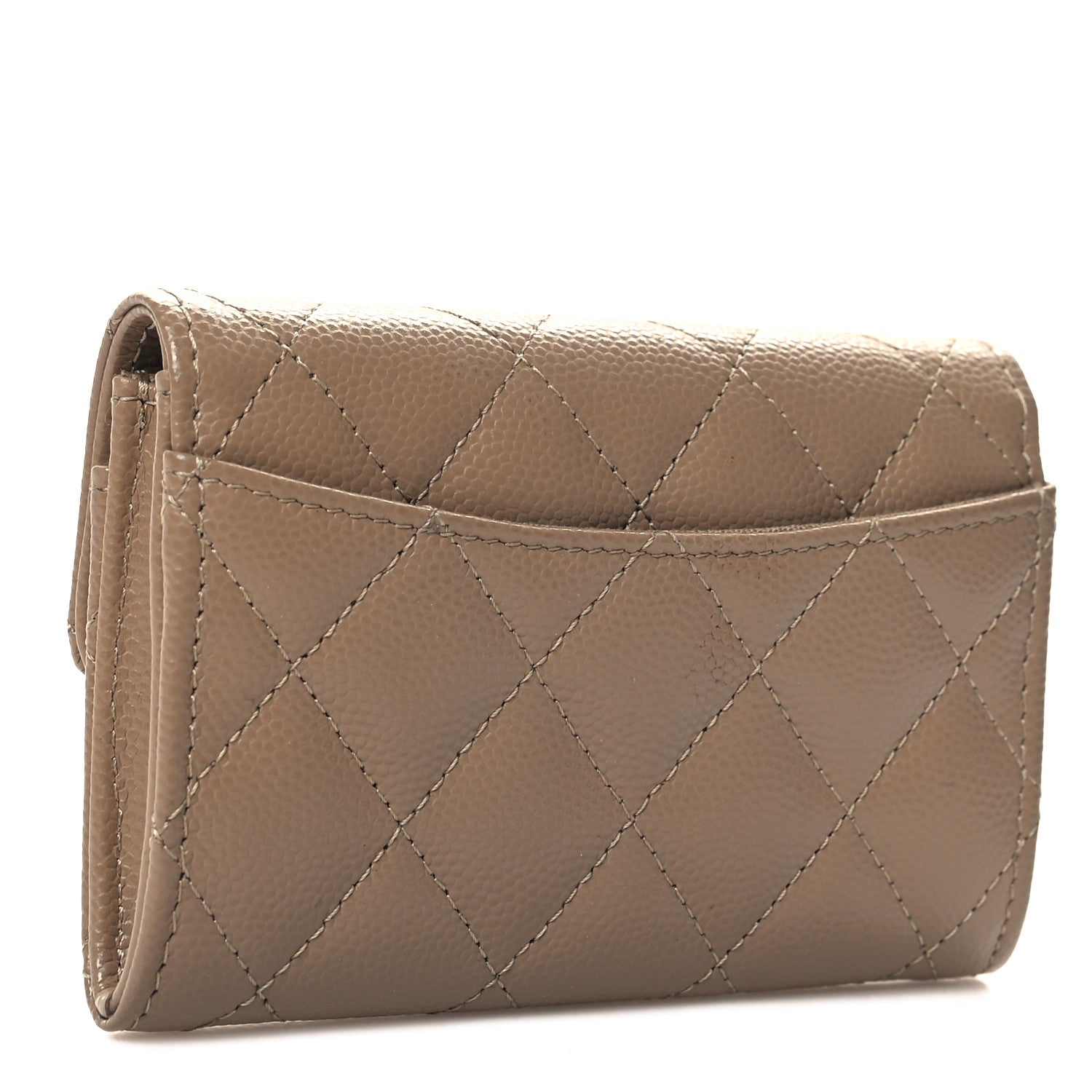 Chanel Caviar Quilted Flap Card Holder Wallet Dark Beige 3 of 9