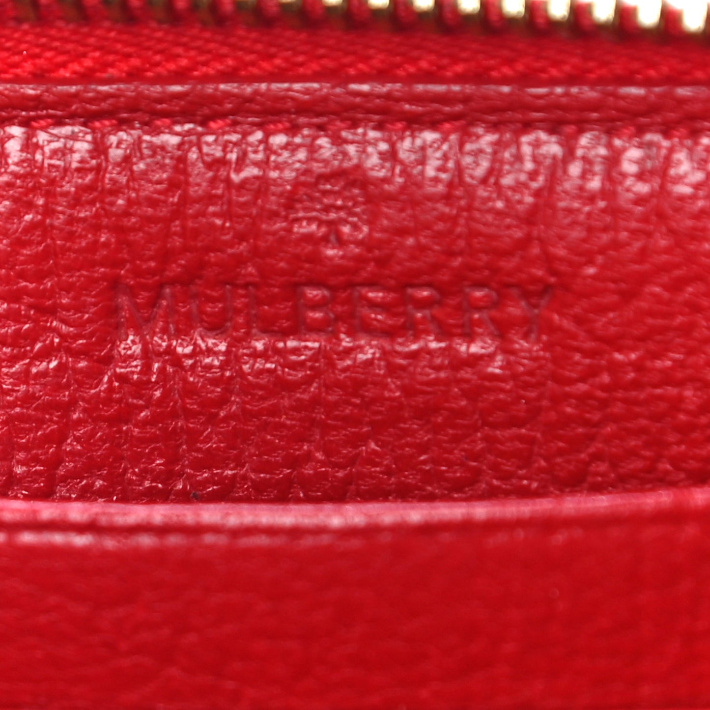 Small Classic Grain Compact Zip Wallet Red