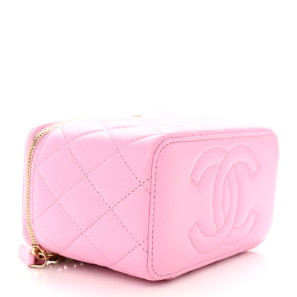 Chanel Lambskin Quilted Small Top Handle Vanity Case With Chain Lilac Light Green 4 of 12