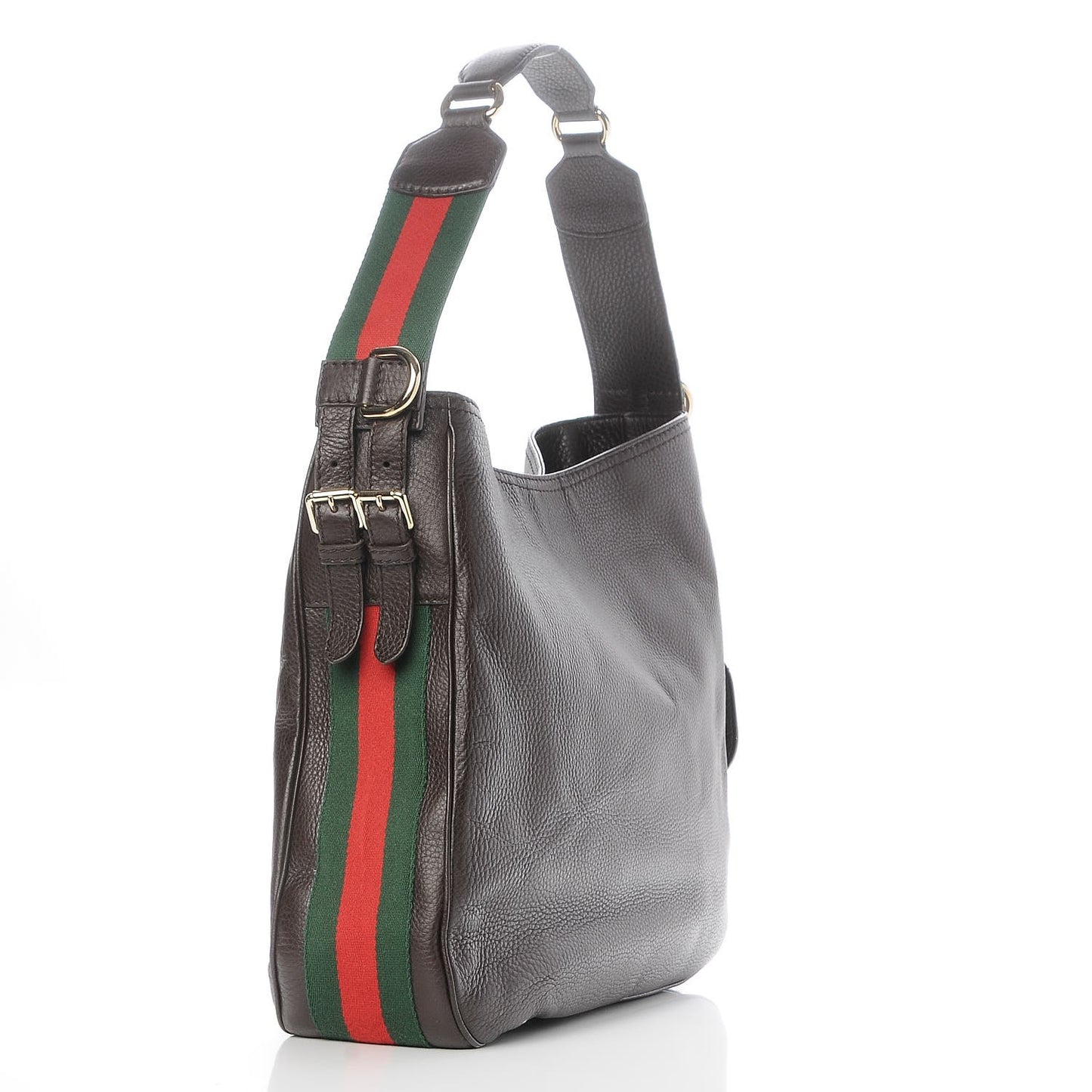 Pebbled Calfskin Medium Heritage Shoulder Bag Dark Brown