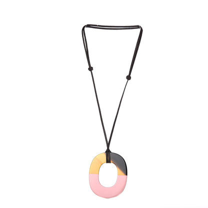 Hermes Buffalo Horn Isthme Pendant Necklace Rose Boudoir 3 of 6
