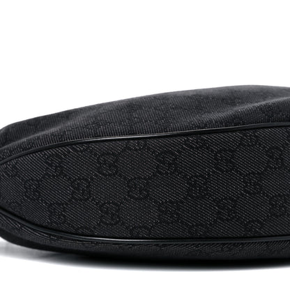 Gucci Monogram Half Moon Bamboo Ring Hobo Black 7 of 15