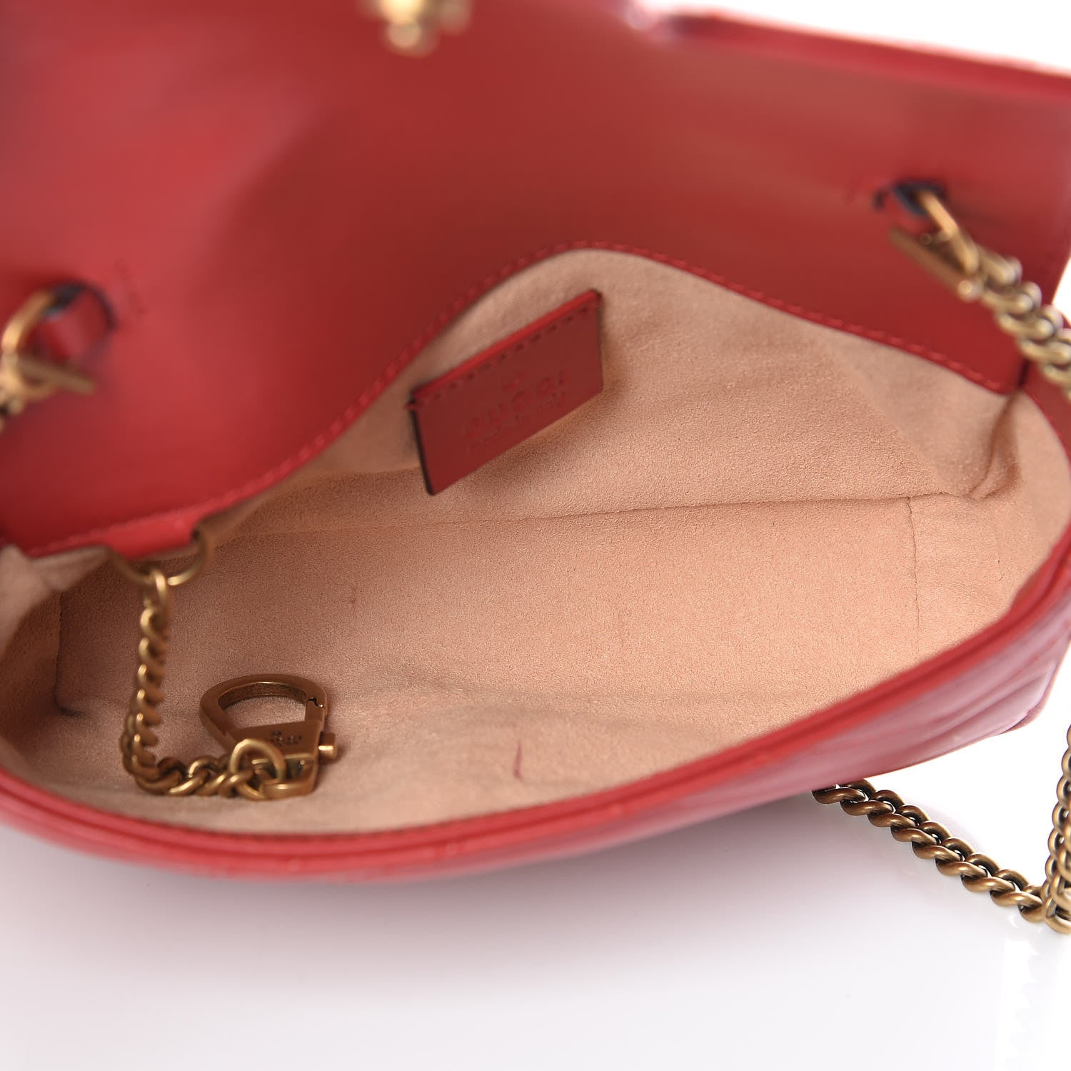 Gucci Calfskin Matelasse Super Mini GG Marmont Shoulder Bag Hibiscus Red 5 of 12