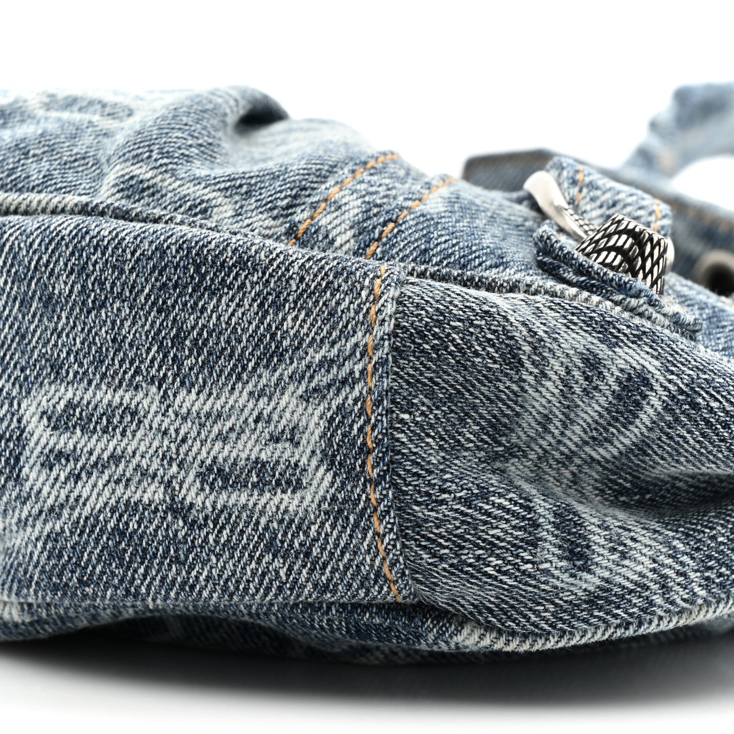 Balenciaga Bleached Denim BB Monogram Le Cagole Shoulder Bag XS Blue 10 of 13