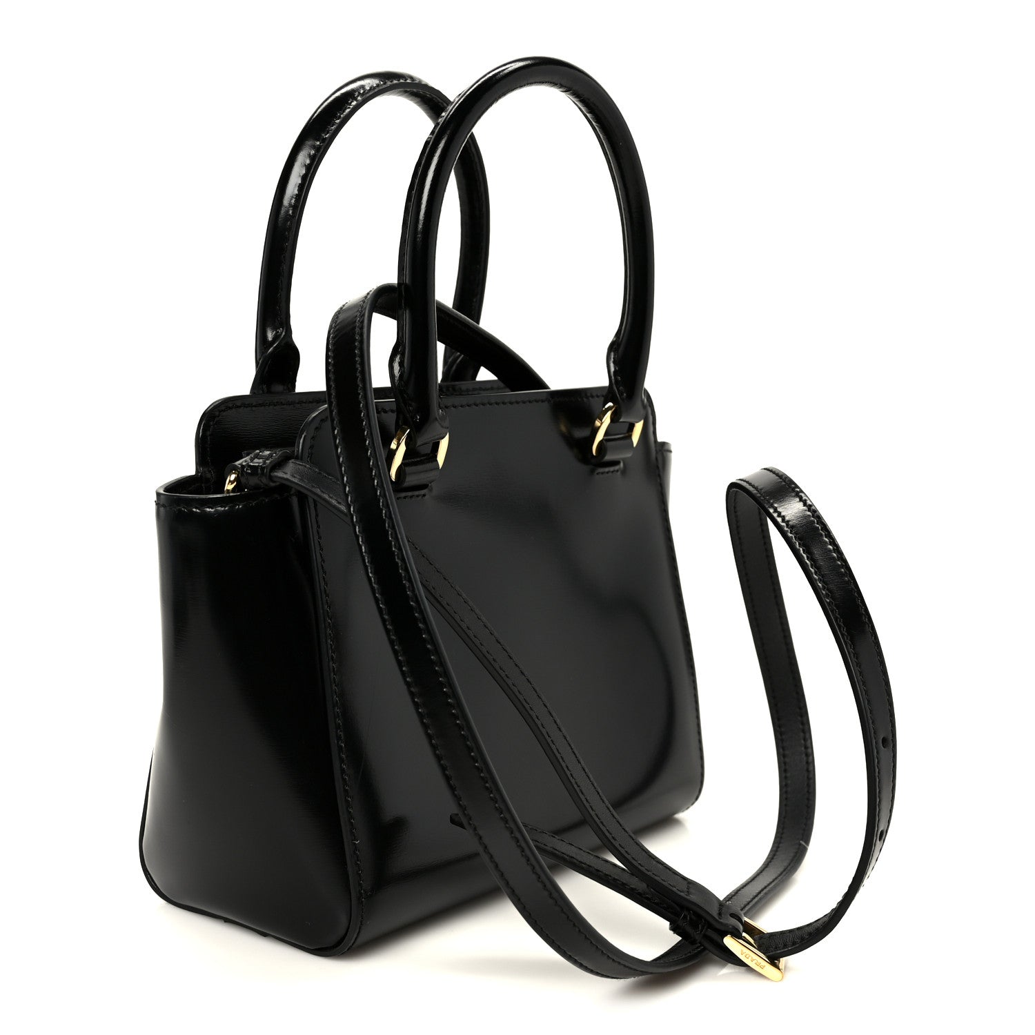 Prada Brushed Calfskin Mini Zippered Crossbody Tote Black 3 of 10