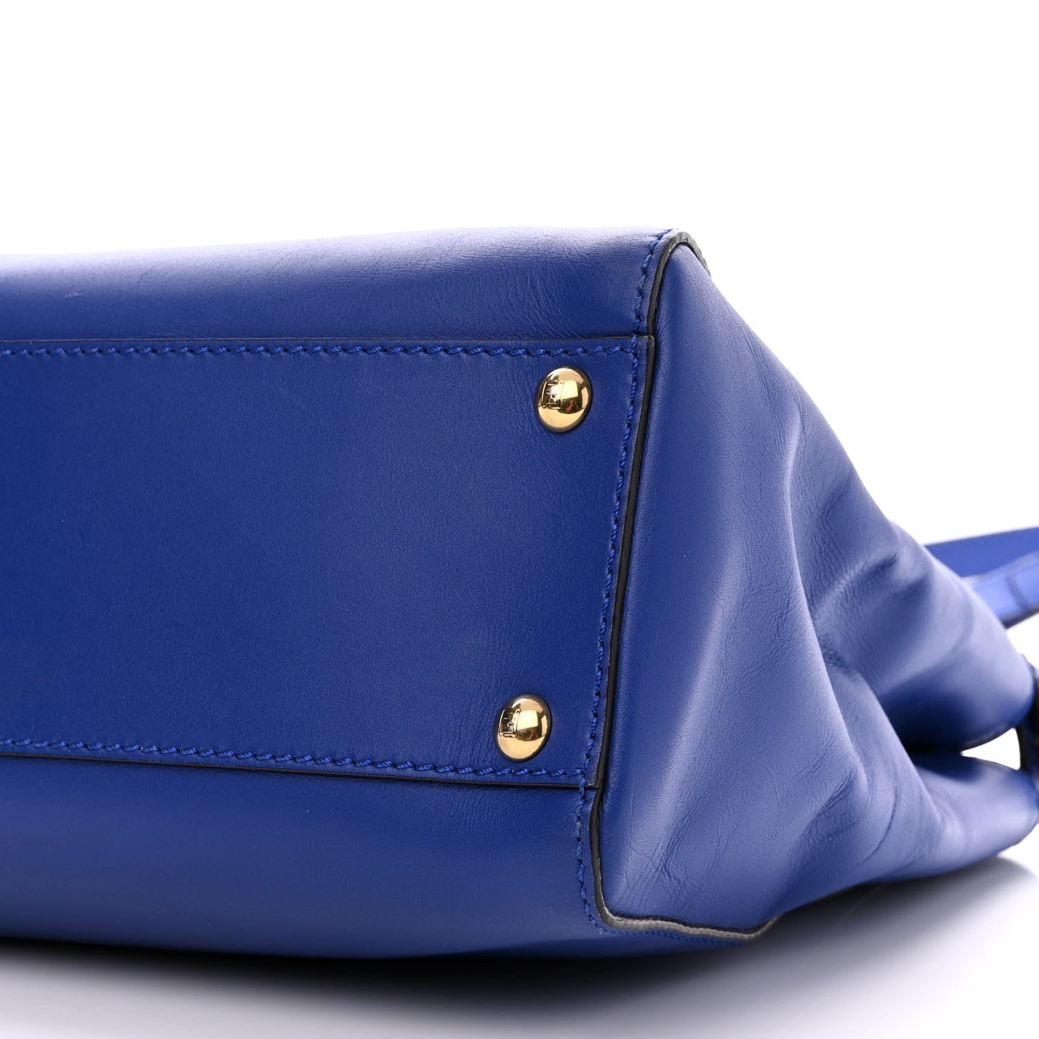Fendi Vitello Morgan Fabric Jacquard Pequin Medium Peekaboo Iconic Satchel Blue Neon Tobacco 11 of 13