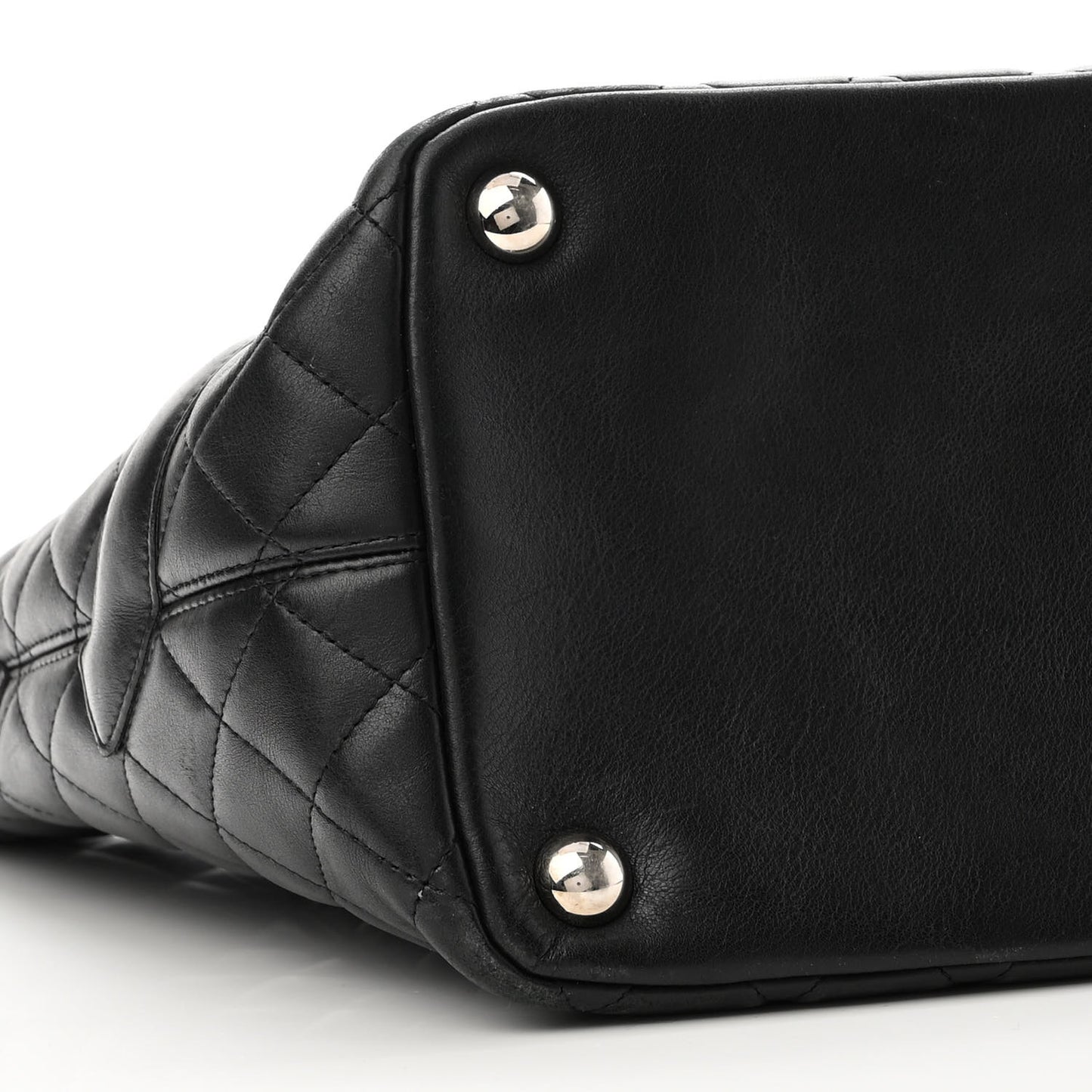 Calfskin Quilted Large Cambon Tote Black
