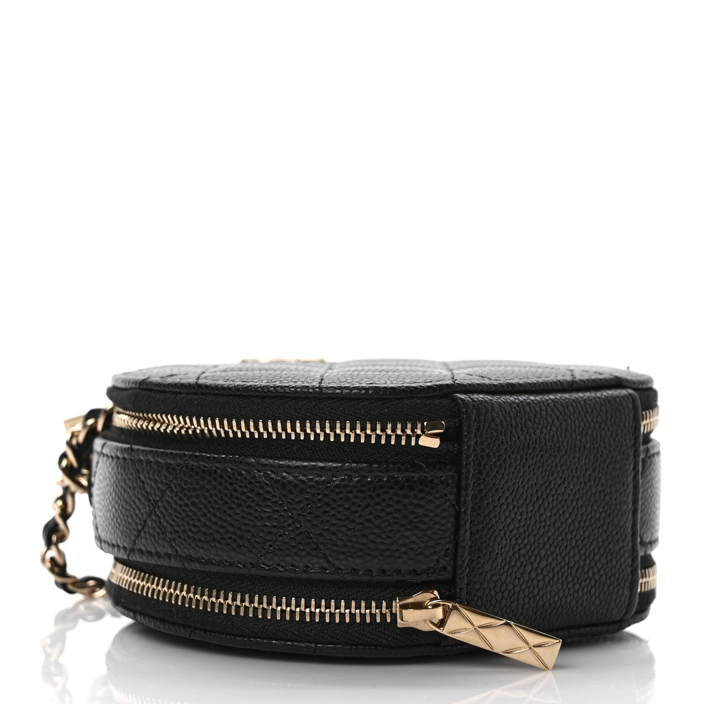 Caviar Quilted Round Handle With Care Vanity With Chain Black
