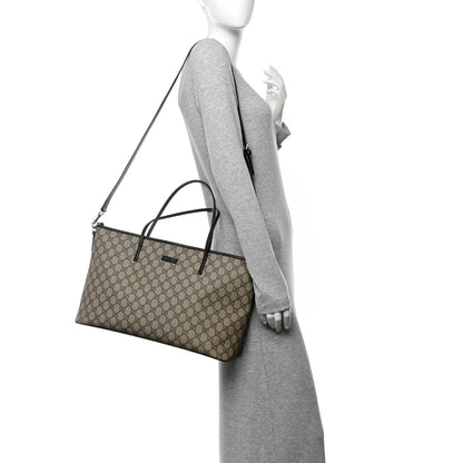 Gucci GG Supreme Monogram Medium Zippered Tote Dark Brown 2 of 10