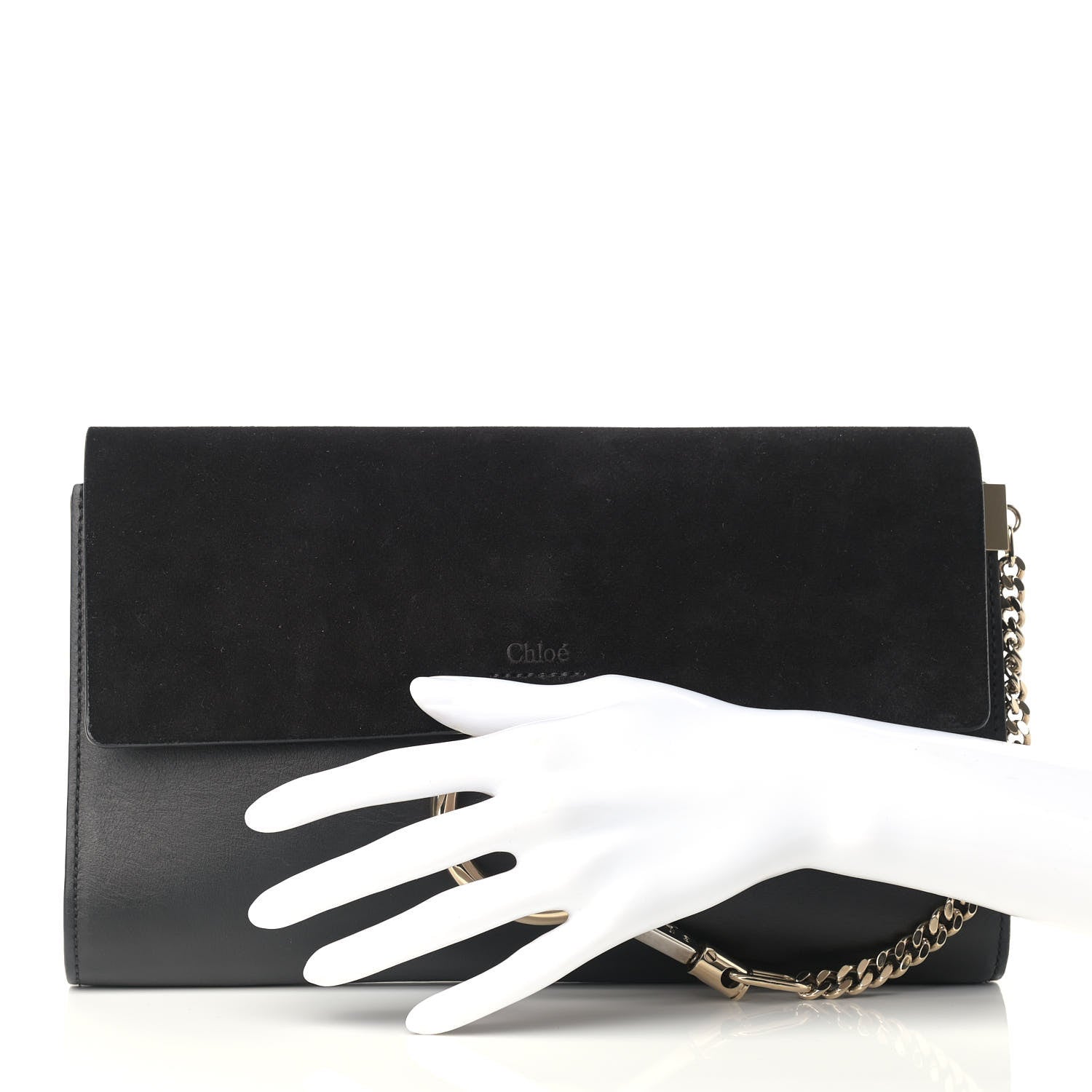 Chloe Suede Calfskin Faye Clutch Black 2 of 12