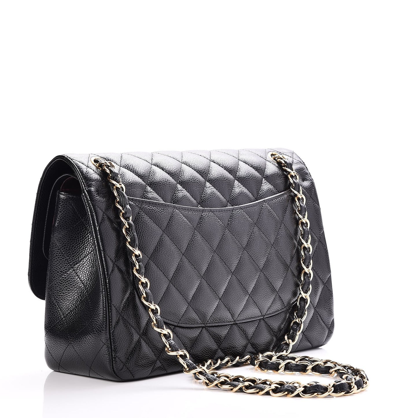 Caviar Quilted Jumbo Double Flap Black