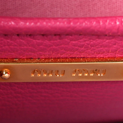 Miu Miu Goatskin Madras Bicolore Shopping Tote Rosa Peonia 6 of 11