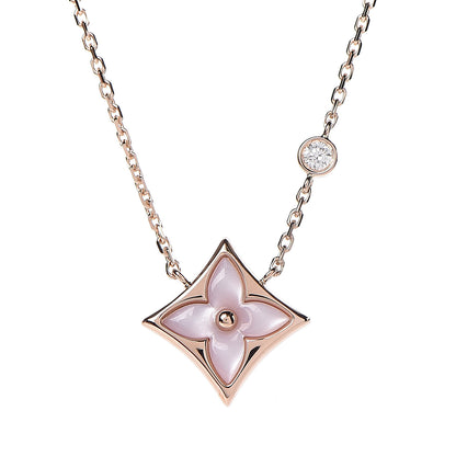 Louis Vuitton 18K Pink Gold Diamond Pink Mother of Pearl Color Blossom BB Star Pendant Necklace 4 of 7