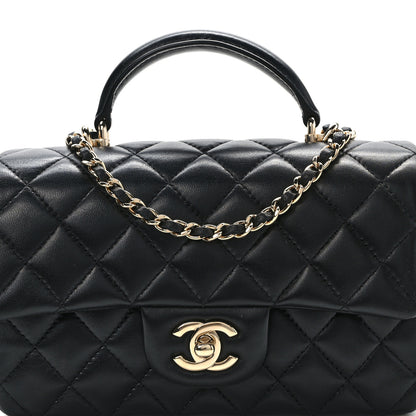 Chanel Lambskin Quilted Mini Top Handle Rectangular Flap Black 8 of 11