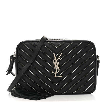 Saint Laurent Calfskin Studded Matelasse Monogram Lou Camera Bag Black 1 of 10