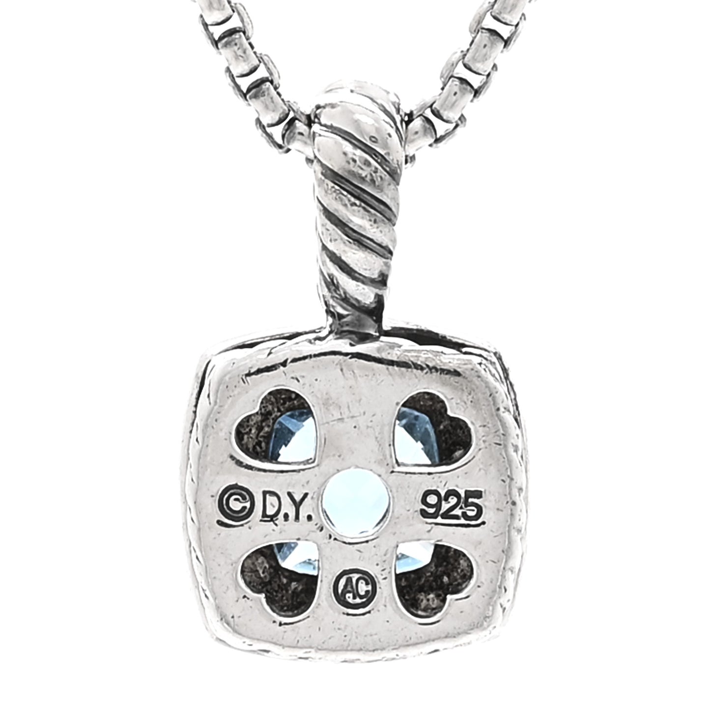 Sterling Silver Diamond Blue Topaz 7mm Petite Albion Pendant Necklace