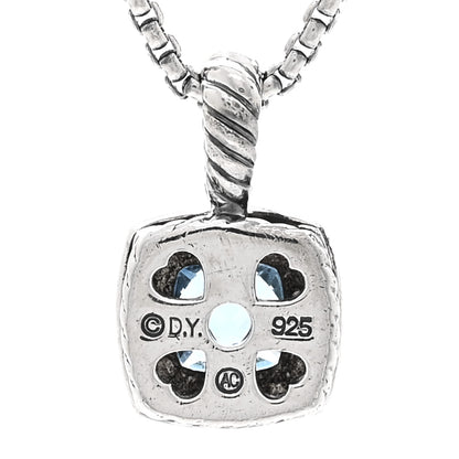David Yurman Sterling Silver Diamond Blue Topaz 7mm Petite Albion Pendant Necklace 4 of 5