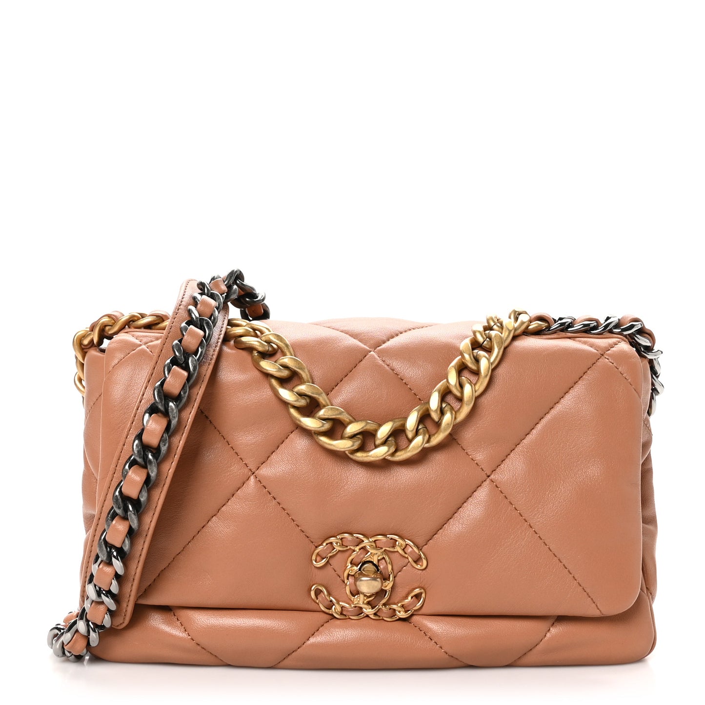 Lambskin Quilted Medium Chanel 19 Flap Brown